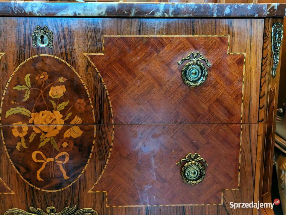 Piękna komoda intarsjowanasklep Dąbrowa Górnicza Antyki, Sztuka, Kolekcje