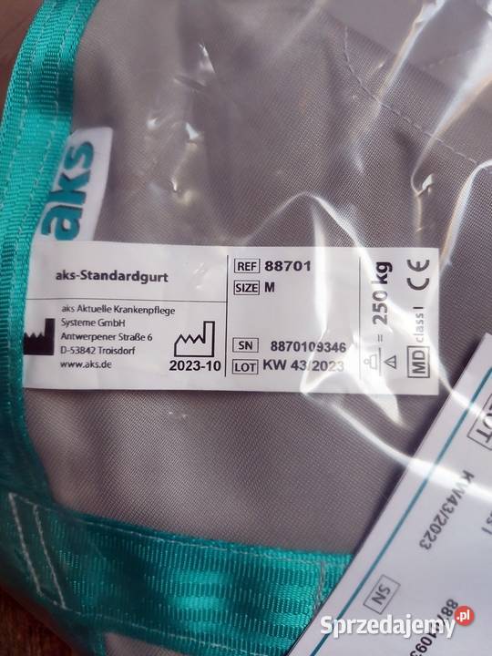 NOWA Chusta uprząż AKS do podnośnika pacjenta M śląskie Zawiercie sprzedam