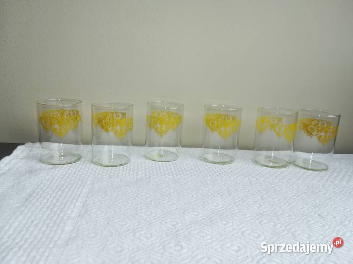 kieliszki komplet białe szkło z wzorkiem 6 sztuk Gdańsk