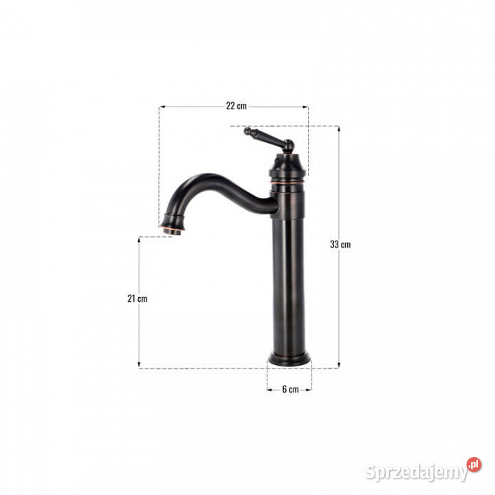 Bateria umywalkowa stojąca czarna MARGATE wysoka Chmielnik