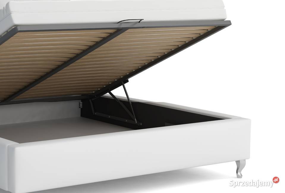 Łóżko z pojemnikiem białe złote 180x200 welurowe Gdynia