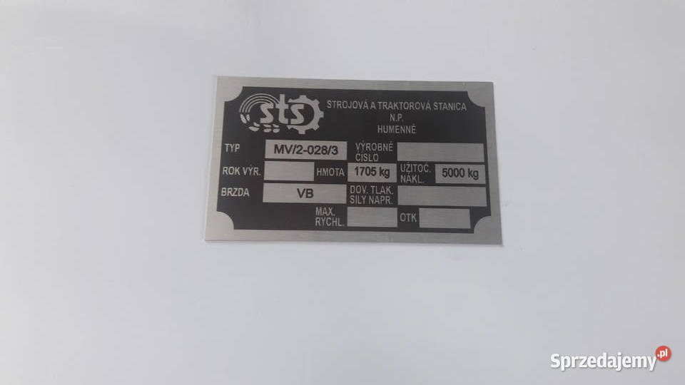 Tabliczka znamionowa STS Maszyny rolnicze Wola Wiewiecka sprzedam