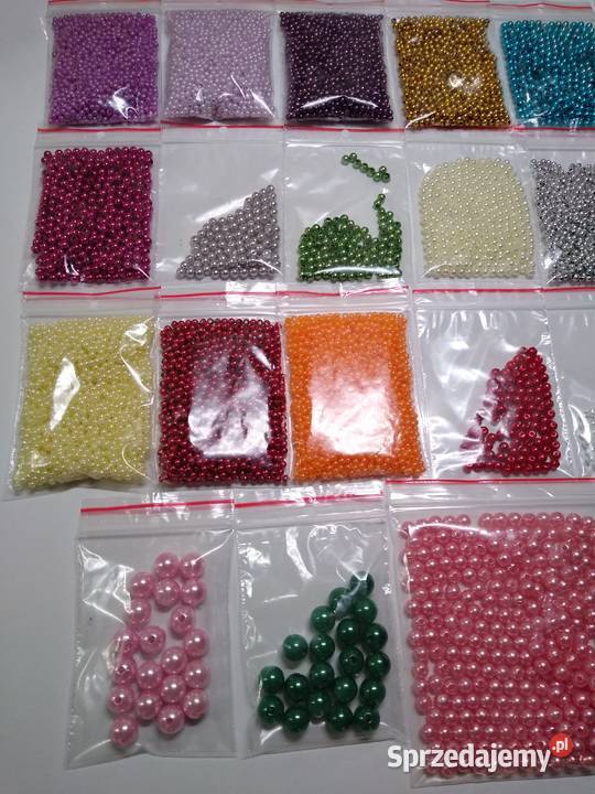 Perełki Koraliki 26 rodzajów Zestaw 346 g Rękodzieło pomorskie