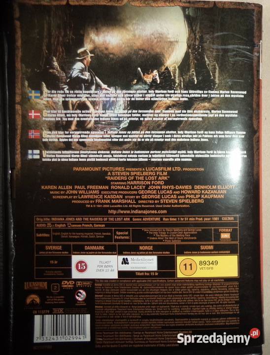 Indiana Jones 3 DVD Harrison Ford zafoliowane Rzeszów