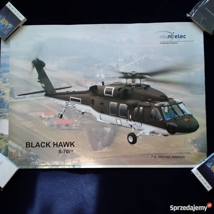 Plakat lotniczy Black Hawk S70i zielony Warszawa