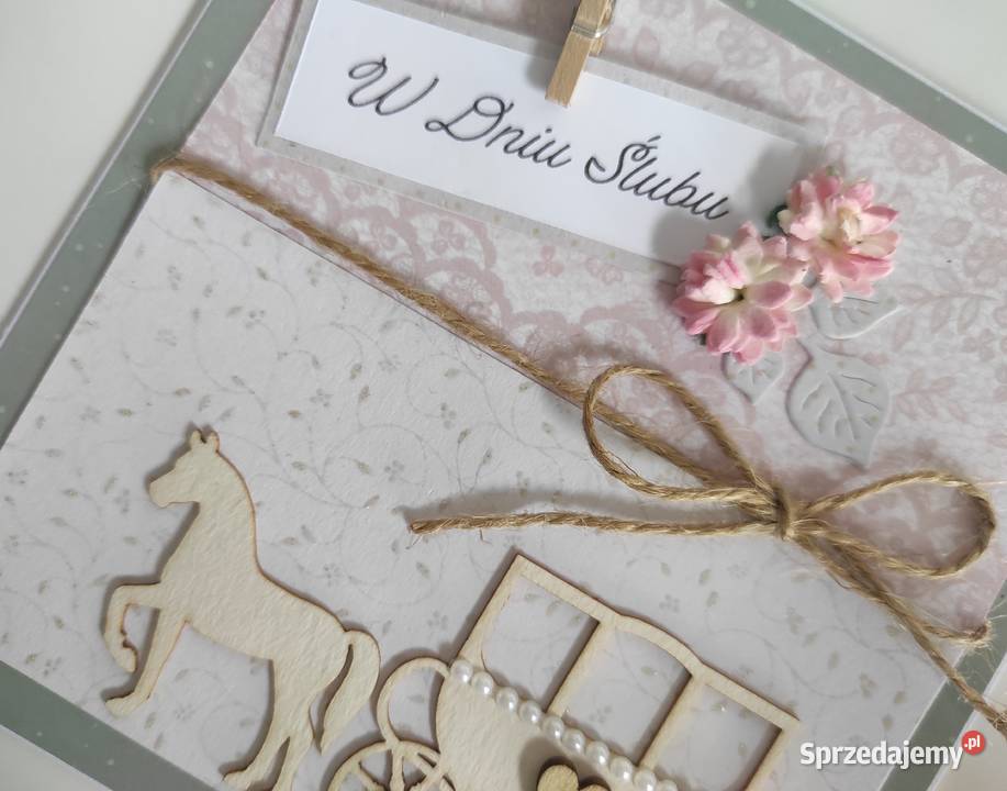 Kartka okolicznościowa ręcznie robiona na ślub Rękodzieło Łódź