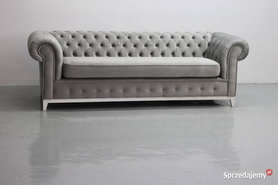 SYR NOWA SZARA 3 osobowa sofa Chesterfield Sofy i kanapy Poznań
