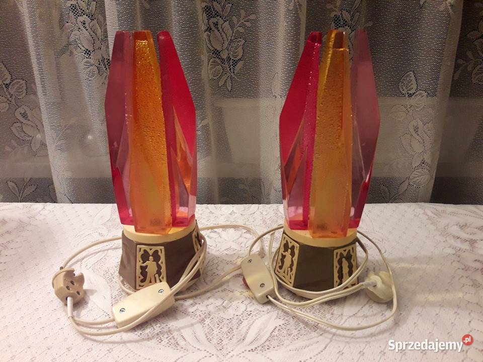 Lampki nocne kryształy stołowe lampy ozdobne PRL Piotrków Trybunalski