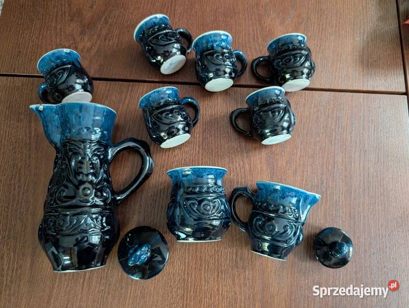 Zestaw ceramiczny w odcieniu kobaltu Porcelana i szkło śląskie Katowice sprzedam