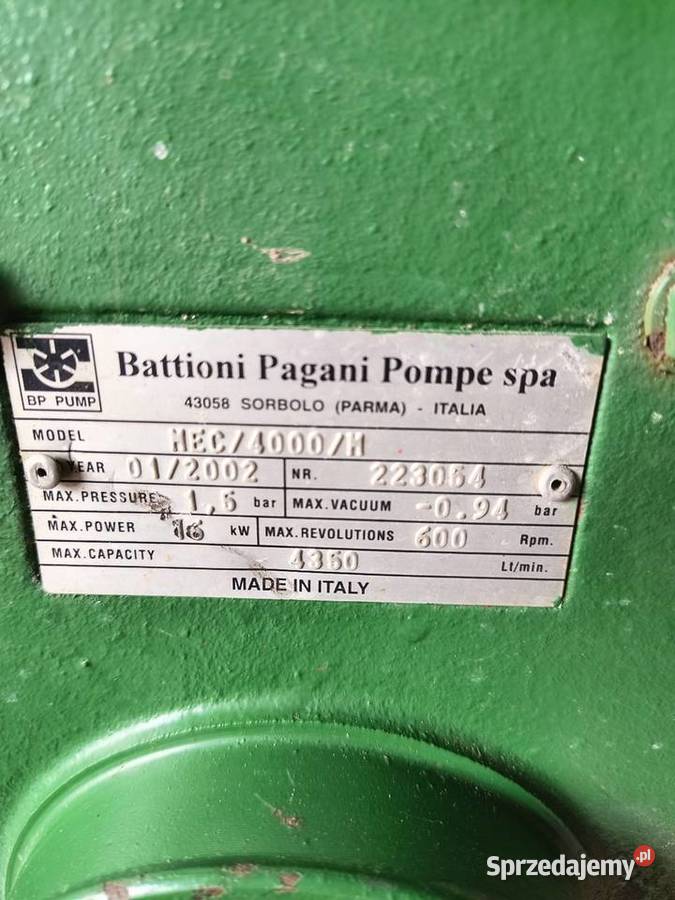 Pompa do beczki Battioni Pagani Pompe spa Niesułków-Kolonia sprzedam