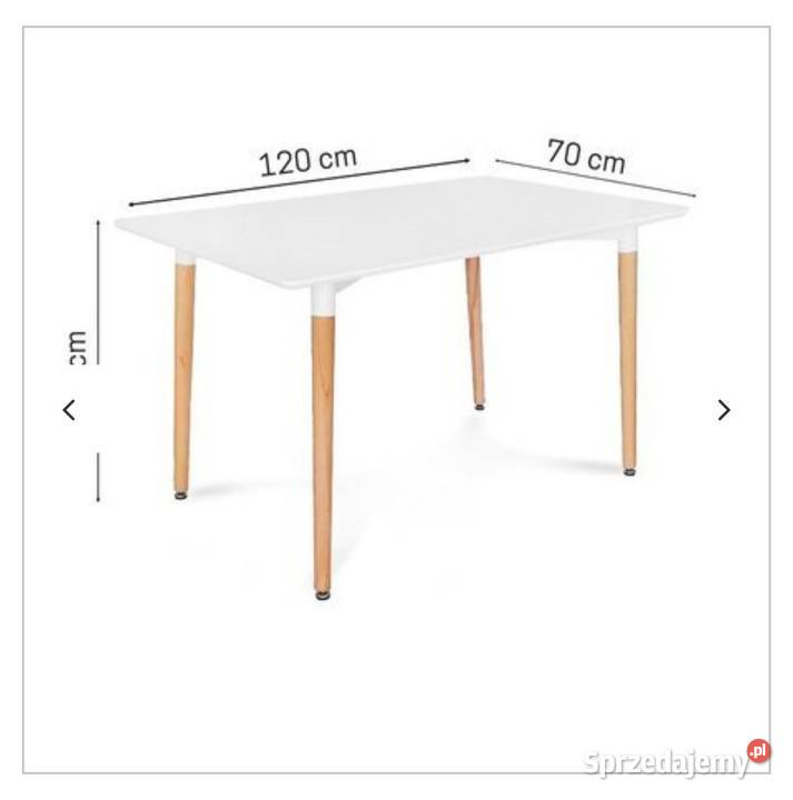 Stół biały z drewnianymi nogami Promocja