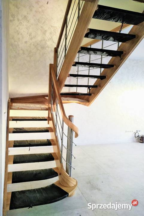 Schody drewniane gięte zabiegowe samonośne Schody i balustrady Ciechanów sprzedam