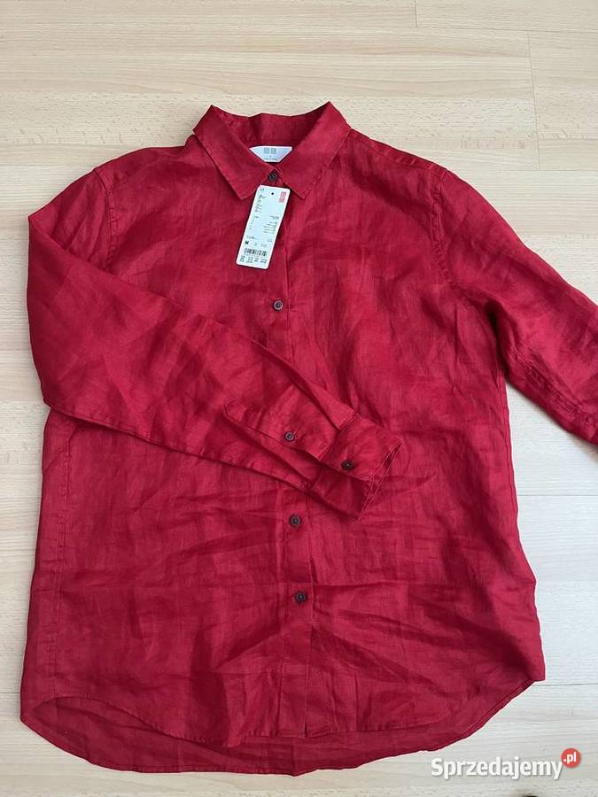 Koszula lniana czerwona UNIQLO M Rozmiar 38(M) Gdańsk