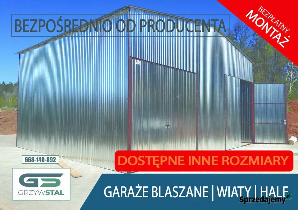 Garaż Blaszany Ocynkowany Wiata Garażowa Hala Starachowice