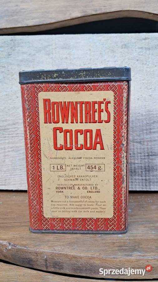 zabytkowa puszka kakao Rowntrees Cocoa Świecie