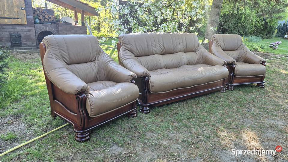 Komplet wypoczynkowy 3 1 1 Nowa skóra naturalna