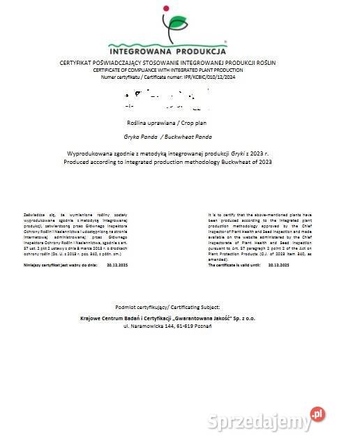 Sprzedam grykę Integrowana produkcja podkarpackie Mielec