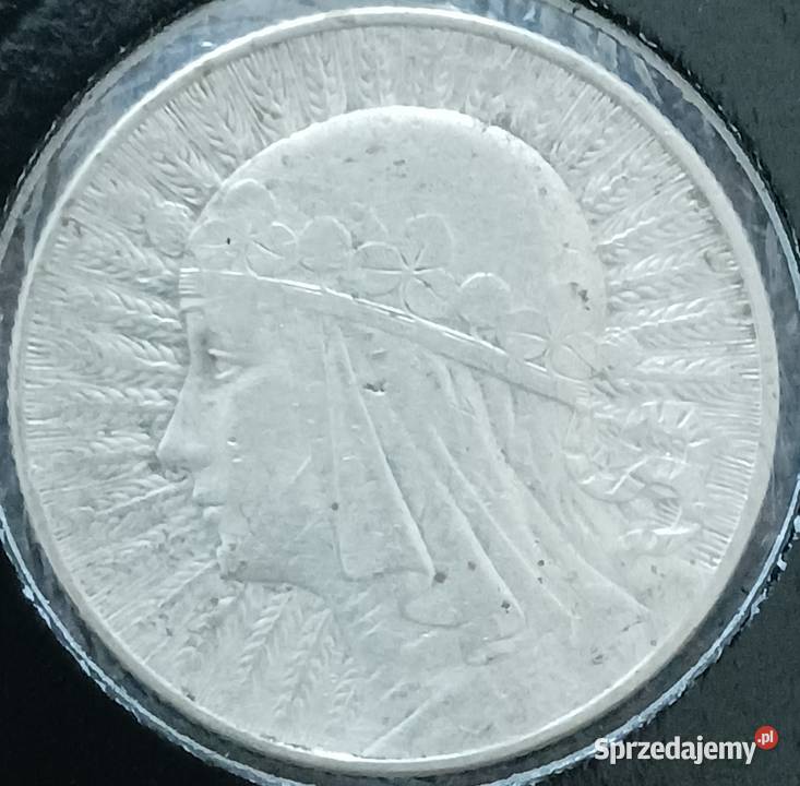5 Głowa kobiety 1934 r srebro oryginał Konin