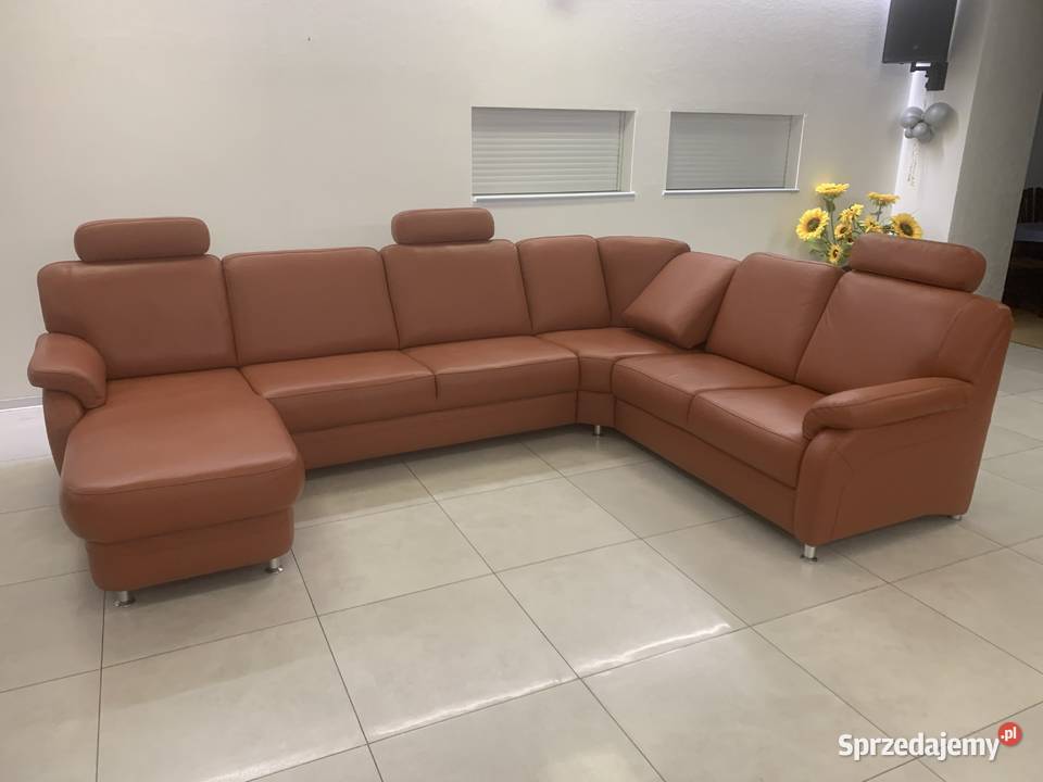 NIEMIECKI NAROŻNIK FOTEL RELAX SKÓRA NATURALNA Kalety