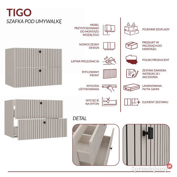 Szafka pod umywalkę TIGO 80 2S 45.5cm