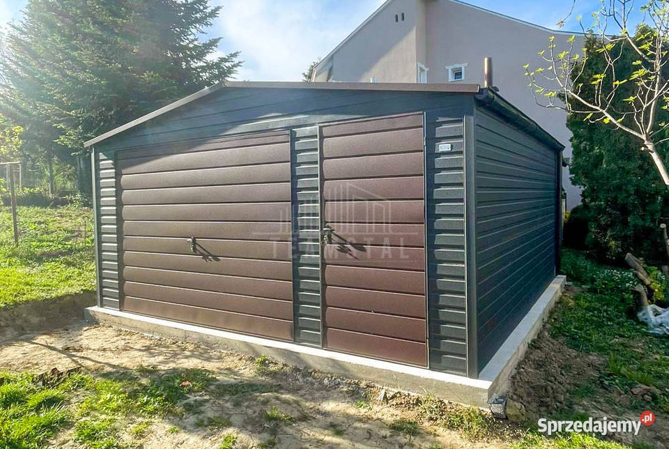 Garaz blaszany 5x5 brama uchylna drzwi dach 25m2 Sanok sprzedam