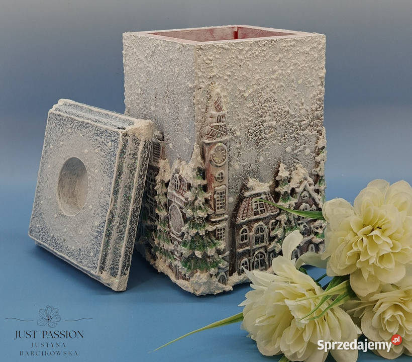Zimowe pudełko na skarby ze świecznikiem warmińsko-mazurskie Ostróda