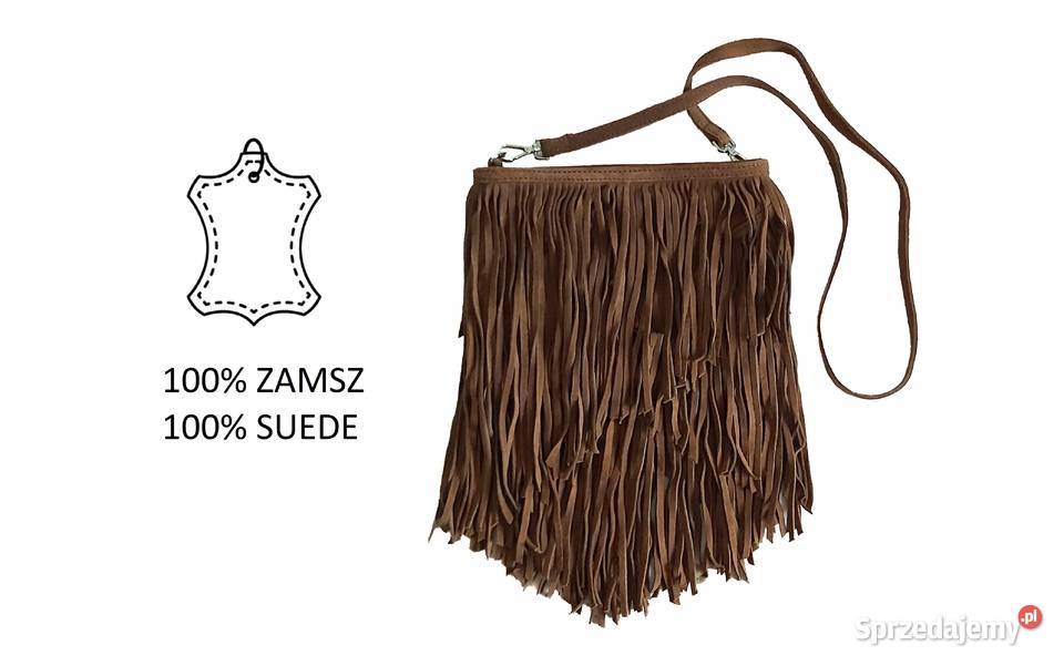 Zamszowa torebka z frędzlami w stylu boho rock Kraków