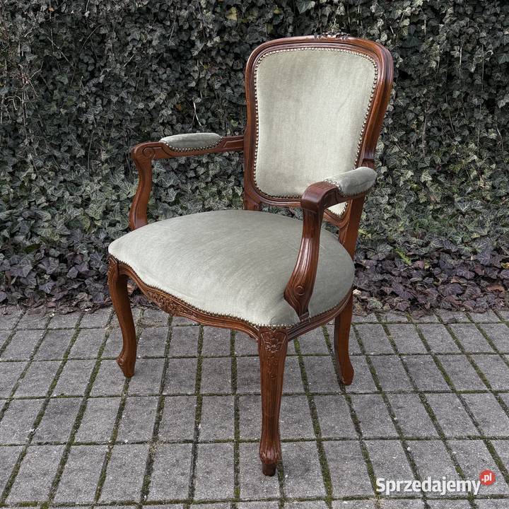 ARTexpert Wygodny Pałacowy fotel Ludwik welur Dobrzany