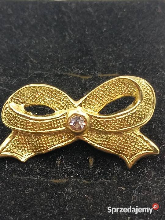 BIŻUTERIA BROSZKA PIĘKNA KOKARDA KOLORU ZŁOTEGO Dla kobiet Moda i Styl lubelskie Zamość