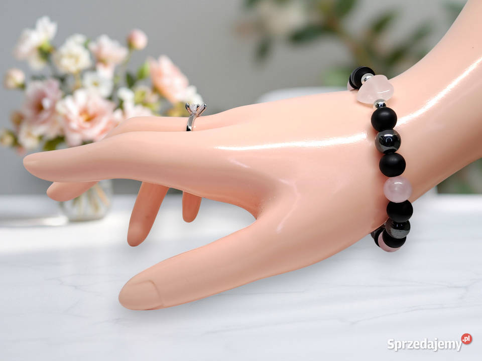 Bransoletka z kwarcu różowego KWARC RÓŻOWY serce Bransoletki Warszawa