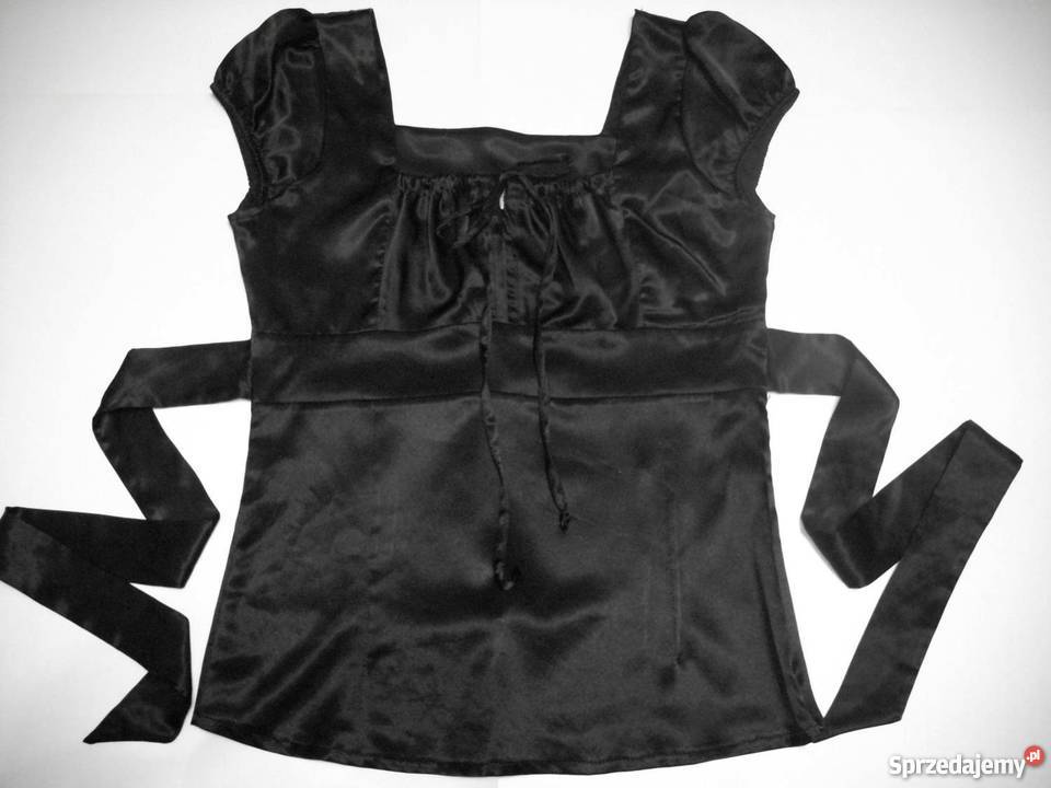 Czarna Elegancka Bluzka Wiązany dekolt 36 38 Nowy Sącz