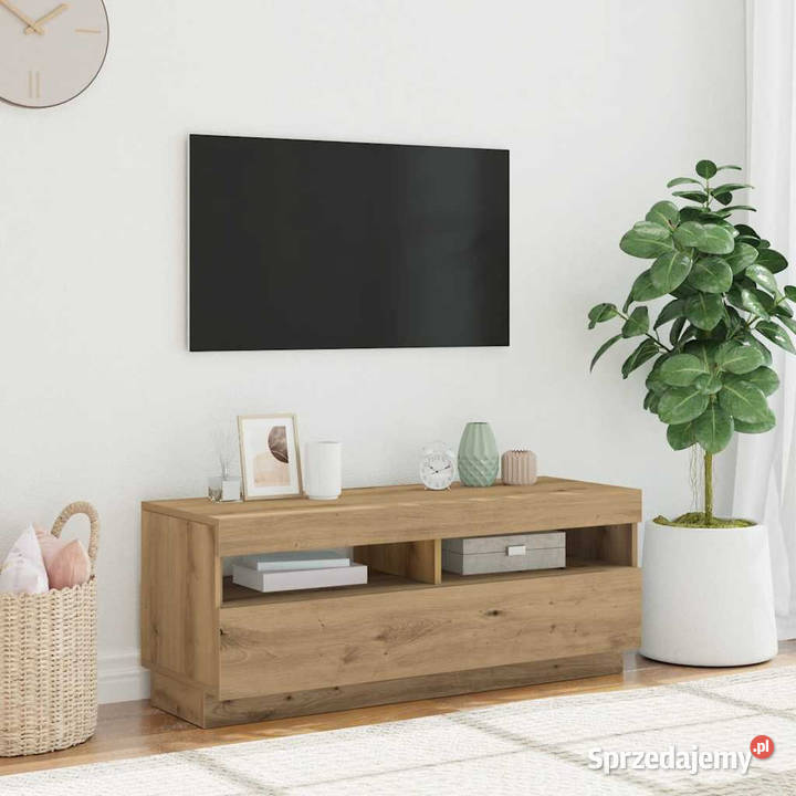 Szafka pod TV z oświetleniem LED dąb artisan Warszawa