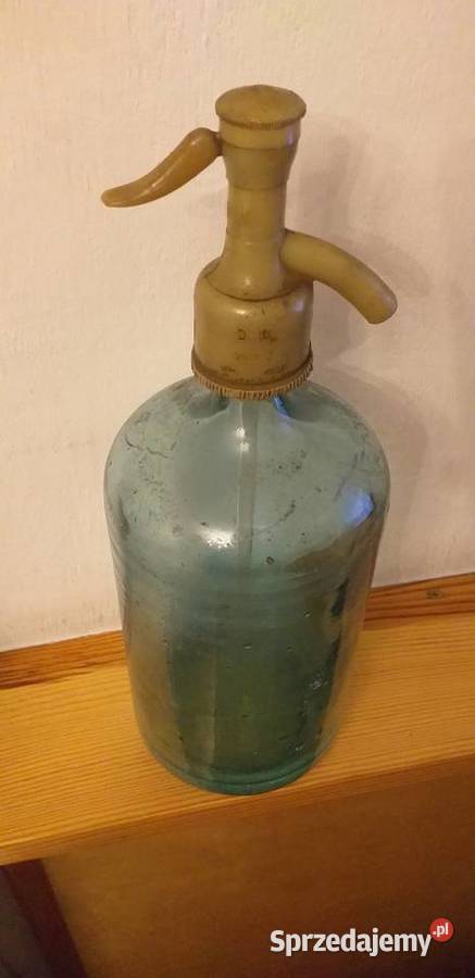 Stary szklany syfon na wodę sodową PRL 1964r