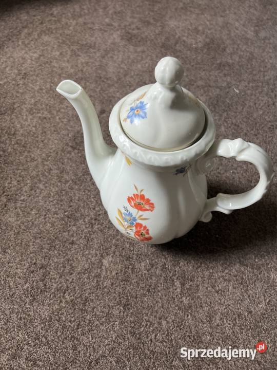 Antyk dzbanek porcelanowy wzór maki chabry śląskie