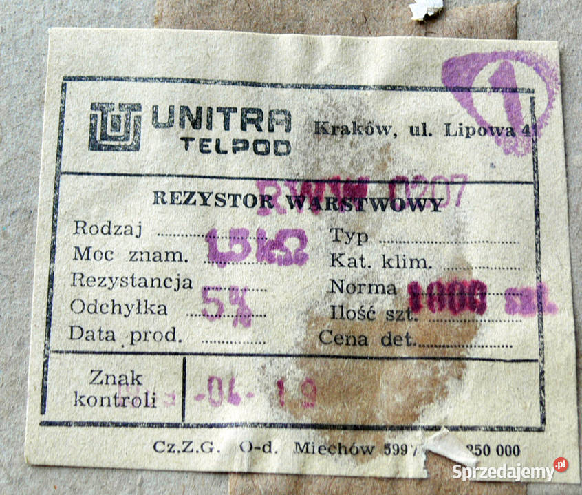 REZYSTOR TELPOD UNITRA RWW RWC OWZ różne 3 50 zachodniopomorskie sprzedam