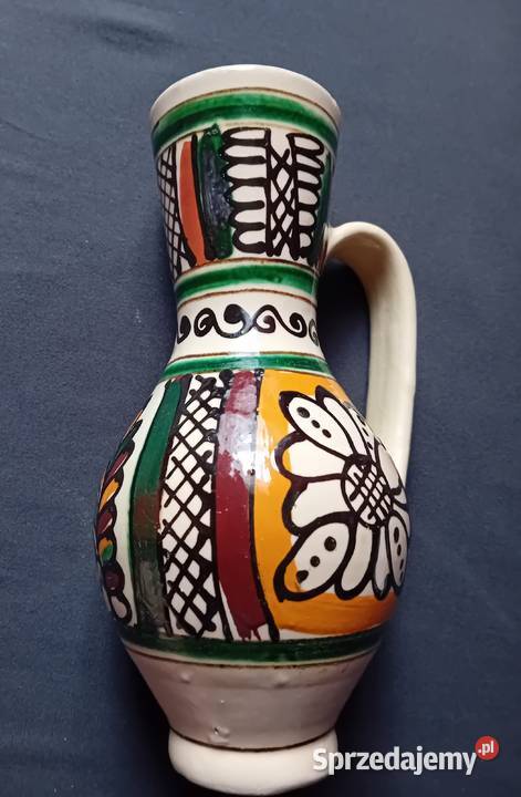 Ręcznie malowany dzbanek ceramika ludowa Korond Porcelana i szkło Koźminek