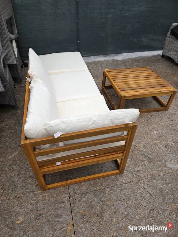 Duża sofa ogrodowa stół poduszki drewno lubuskie Wschowa