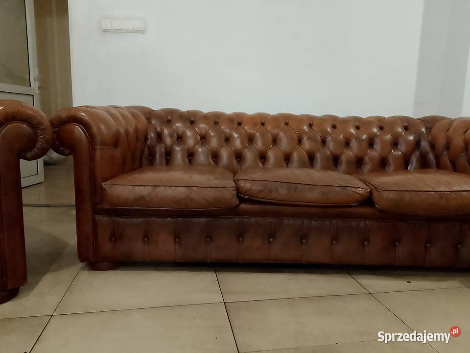 Komplet mebli skórzanych Chesterfield Ostrów Mazowiecka sprzedam