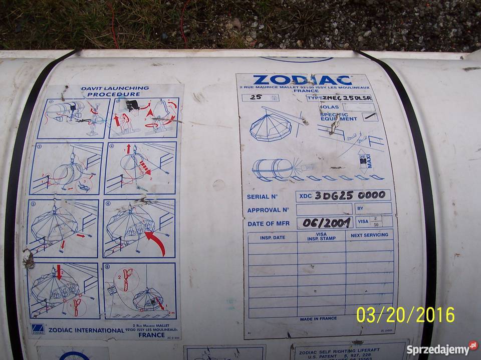 Tratwa ratunkowa Zodiac 25 osób Największa pomorskie Gdańsk