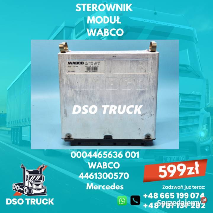 STEROWNIK MODUŁ 0004465636 001 WABCO 4461300570 ciężarowe Układ ABS i ESP Zawichost