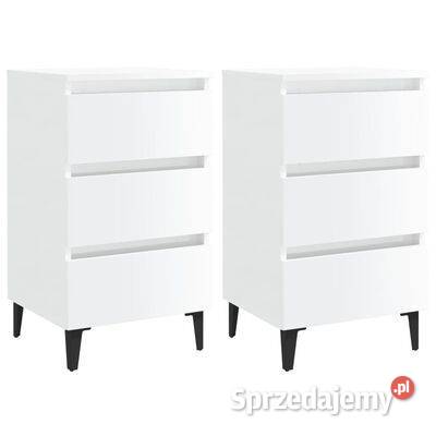 vidaXL 2 szafki nocne z metalowymi nóżkami białe sprzedam