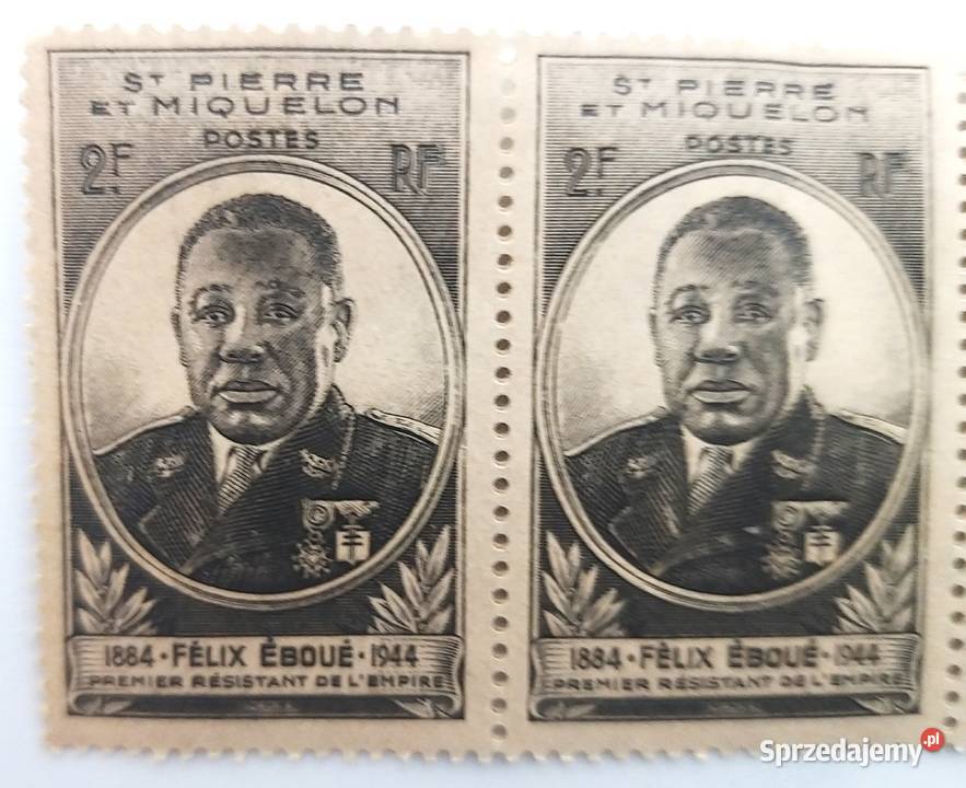 Znaczek Felix Eboue kolonie Saint Pierre Bronisze