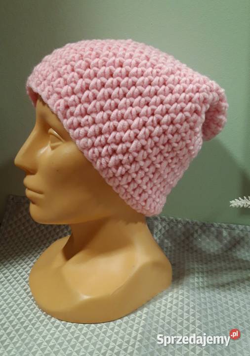 Czapka smerfetka delikatny róż Handmade Dla kobiet Wrocław