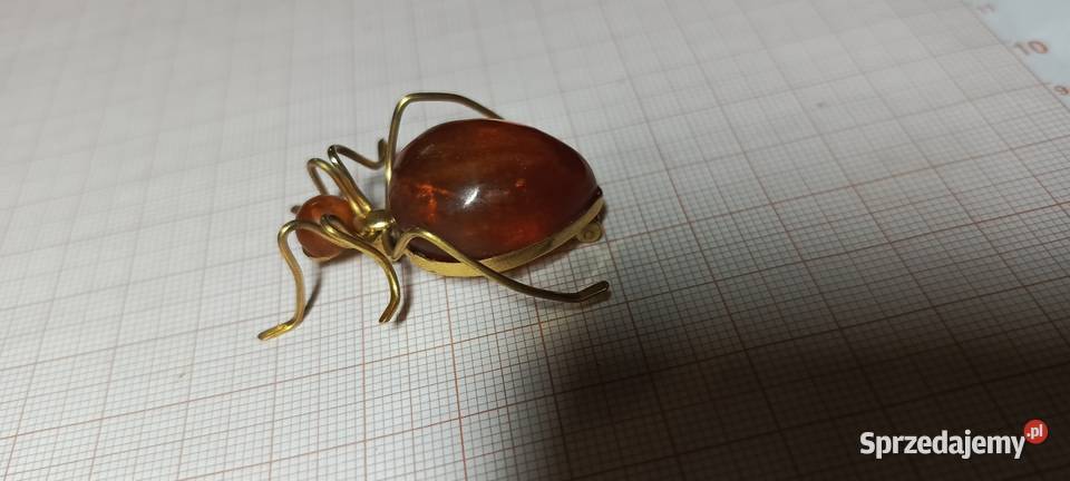 Broszka Bursztyn Pająk vintage Białystok