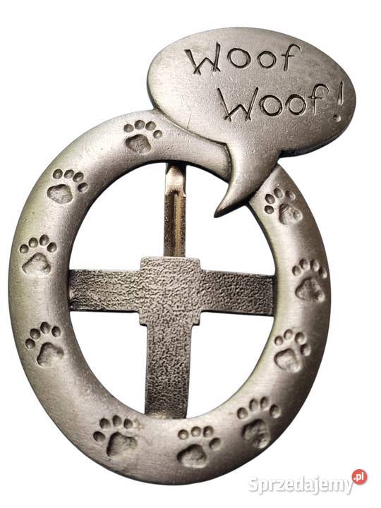 VINTAGE BROSZKA RAMKA NA ZDJĘCIE PSIE ŁAPKI WOOF