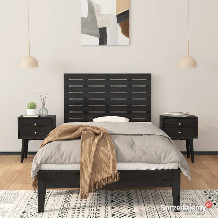 Wezgłowie łóżka czarne 96x3x63 lite drewno Warszawa sprzedam