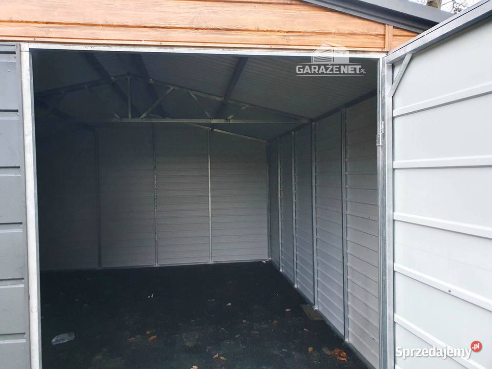 GARAŻ BLASZANY 4x5 m BRAMA OKNO ORZECH Łapanów