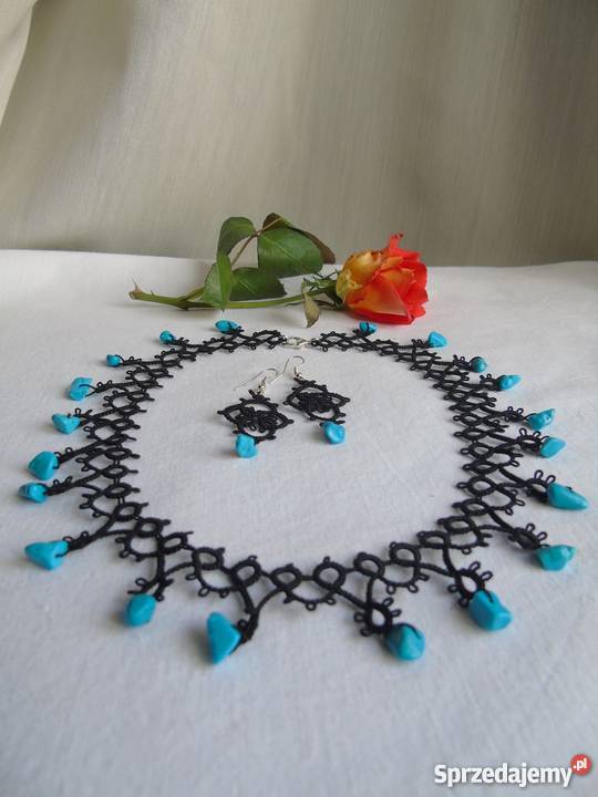 Biżuteria Frywolitkowa Naszyjniki Wiśniowa sprzedam