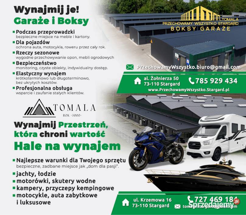 Box magazynowy Garaże Hale Selfstorage Wynajem zachodniopomorskie Stargard