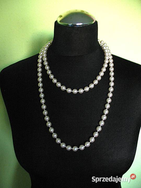 Korale naszyjnik długie kremowe perły długość Siedlce